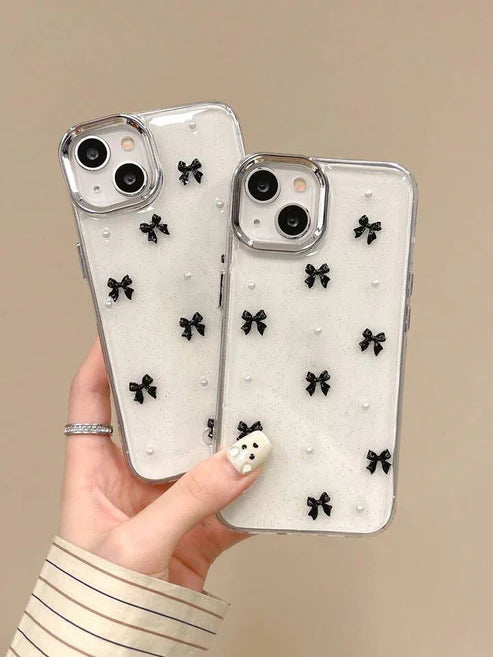 Black Bow Transparent Shimmery Case