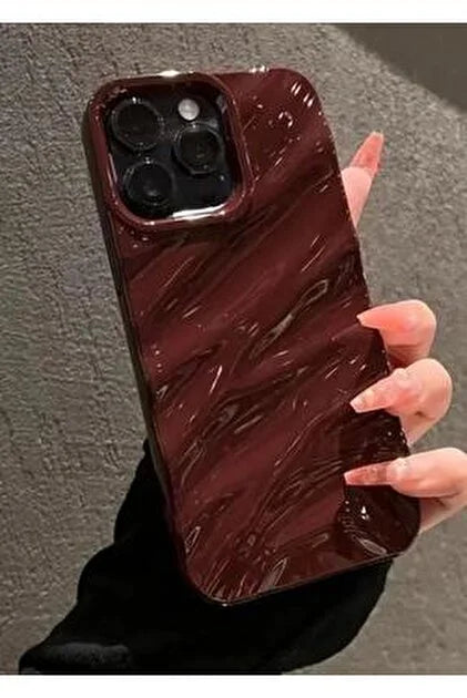 Cherry Burgundy Waves Phone Case Iphone 11 to 17 Pro Max