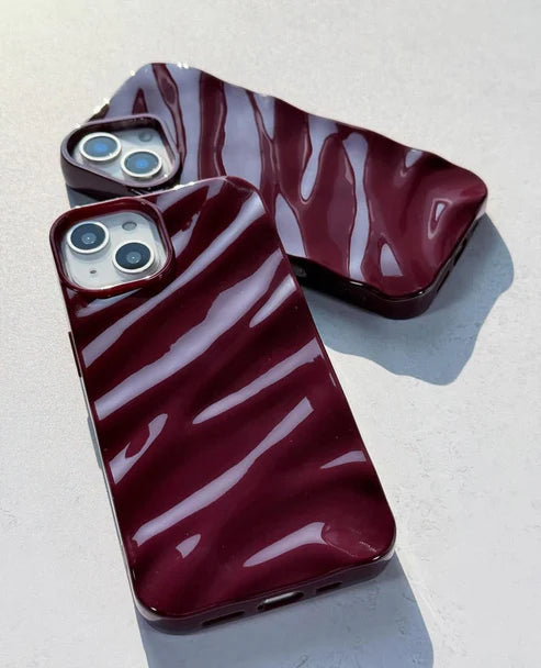 Cherry Burgundy Waves Phone Case Iphone 11 to 17 Pro Max