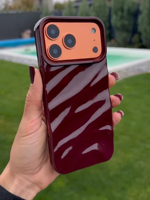 Cherry Burgundy Waves Phone Case Iphone 11 to 17 Pro Max