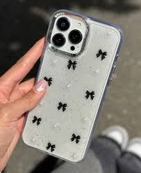 Black Bow Transparent Shimmery Case