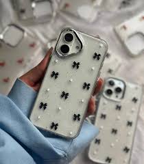 Black Bow Transparent Shimmery Case