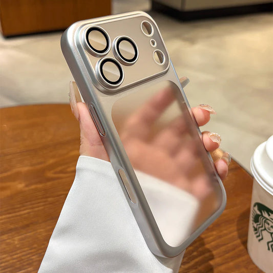 Luxury Frosted Translucent PC Phone Case Plating Frame Lens Film Protection Anti-fall Phone Cover